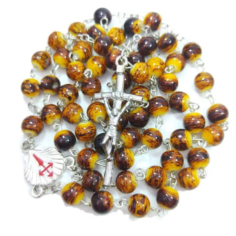 Leopard Glass Rosary Beads