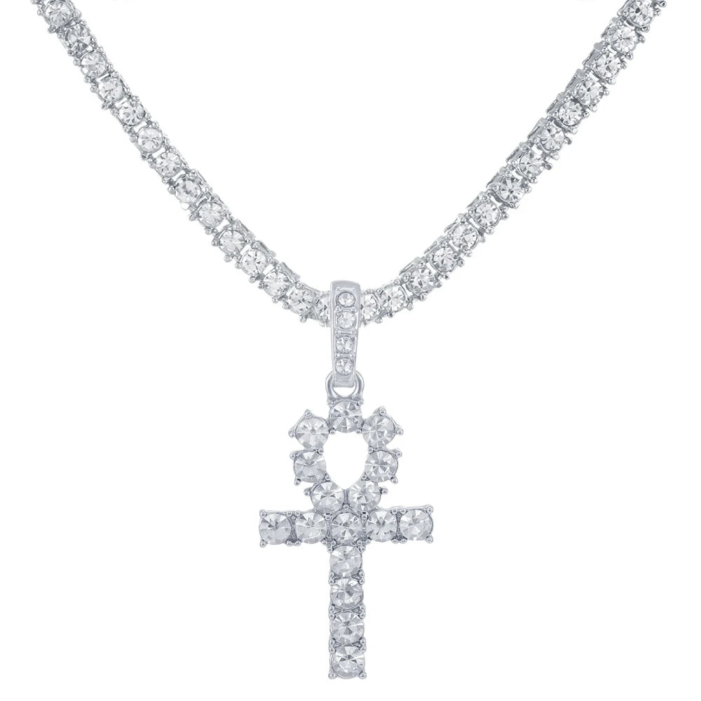 Radiant Faith Crystal Cross Necklace – Elegant Christian Pendant (Buy 2, Get FREE Rosary)
