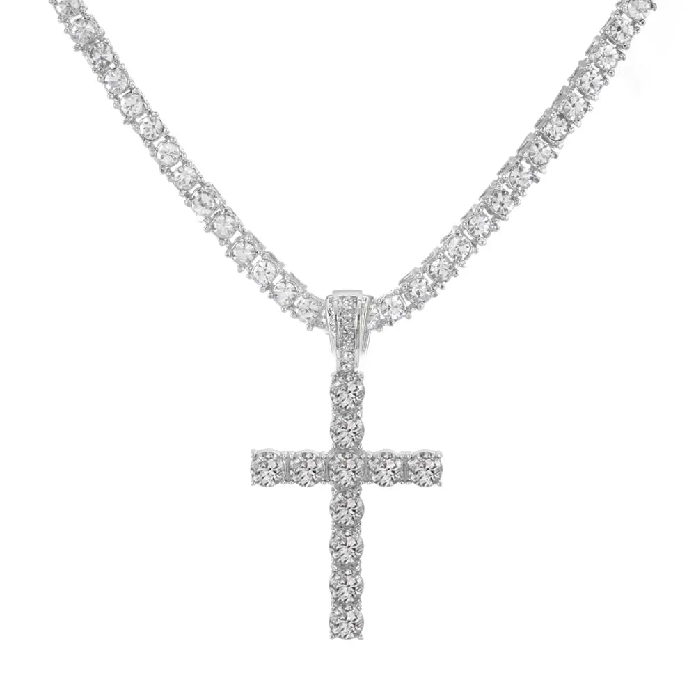 Radiant Faith Crystal Cross Necklace – Elegant Christian Pendant (Buy 2, Get FREE Rosary)