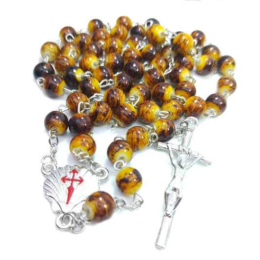 Leopard Glass Rosary Beads