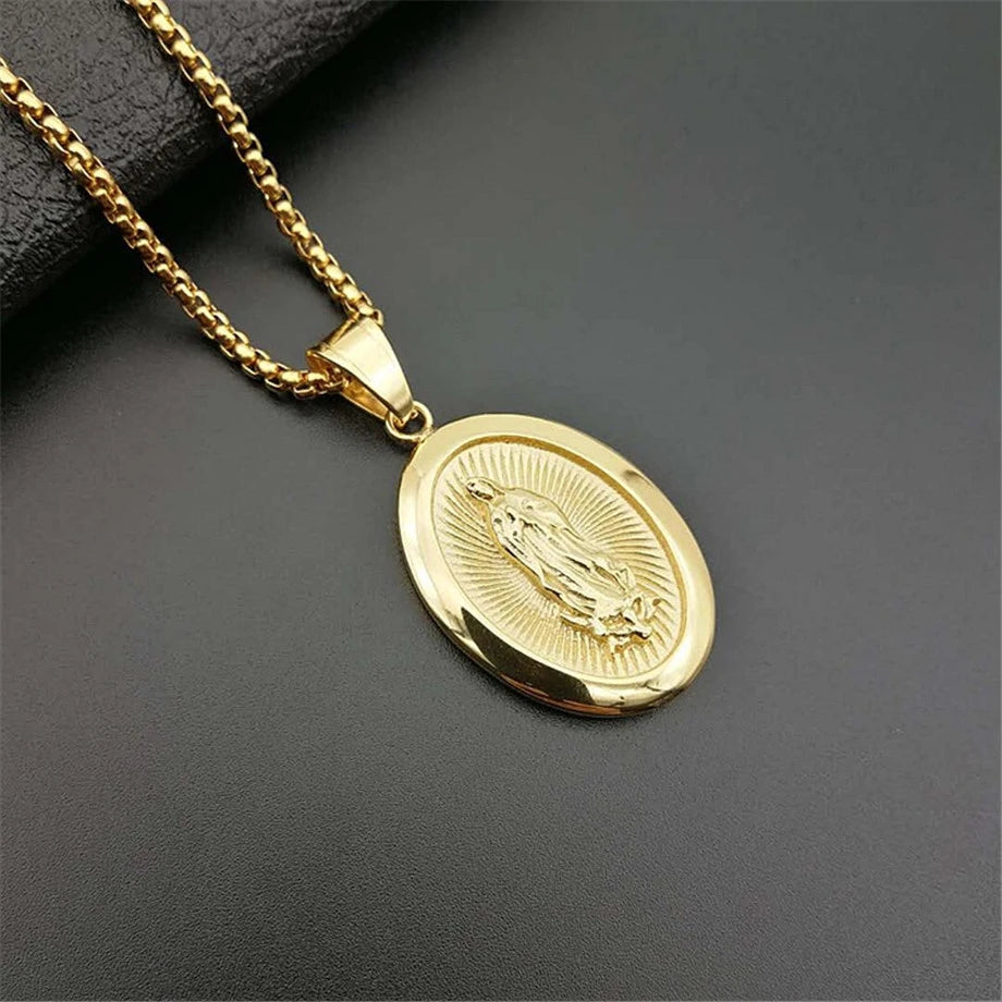 Beautiful Necklace with Our Lady of Guadalupe Pendant