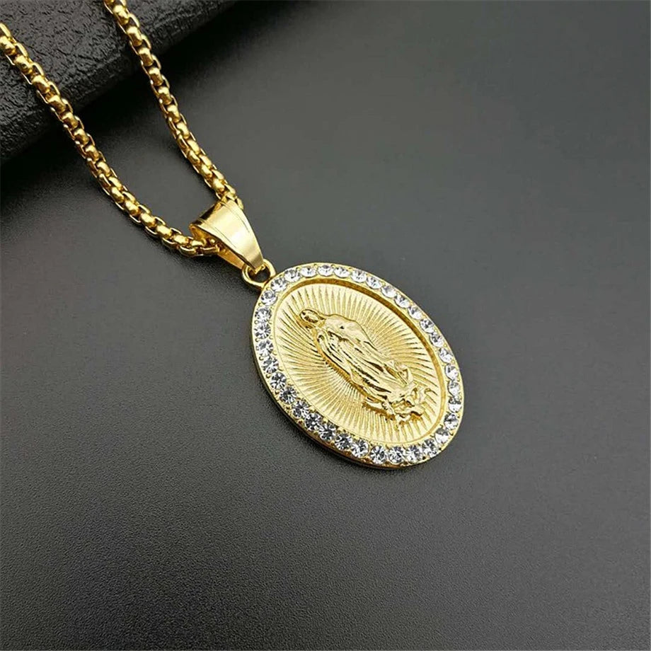 Beautiful Necklace with Our Lady of Guadalupe Pendant