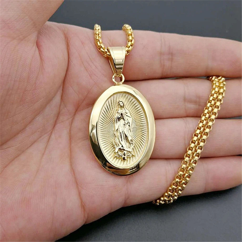 Beautiful Necklace with Our Lady of Guadalupe Pendant