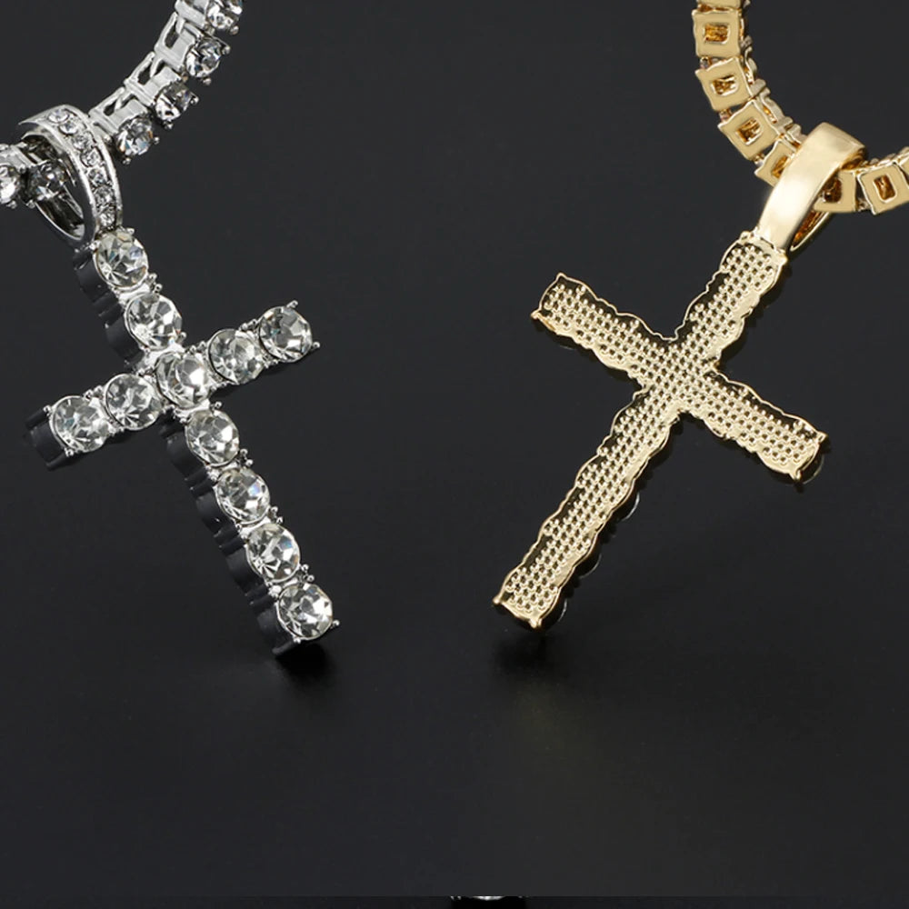 Radiant Faith Crystal Cross Necklace – Elegant Christian Pendant (Buy 2, Get FREE Rosary)