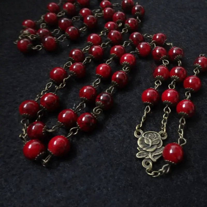 Antique Rose Glass Rosary Beads (Buy 2 Get 2 FREE)