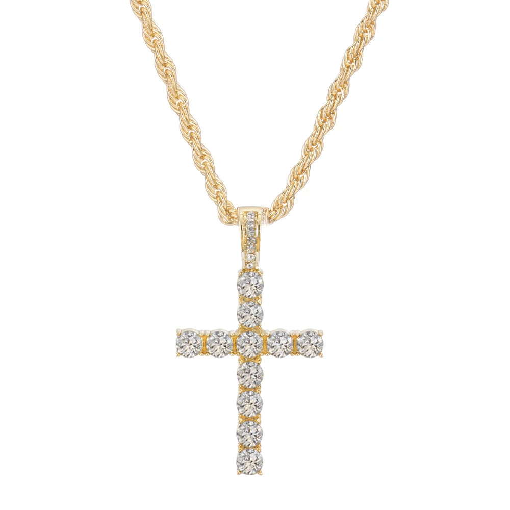 Radiant Faith Crystal Cross Necklace – Elegant Christian Pendant (Buy 2, Get FREE Rosary)