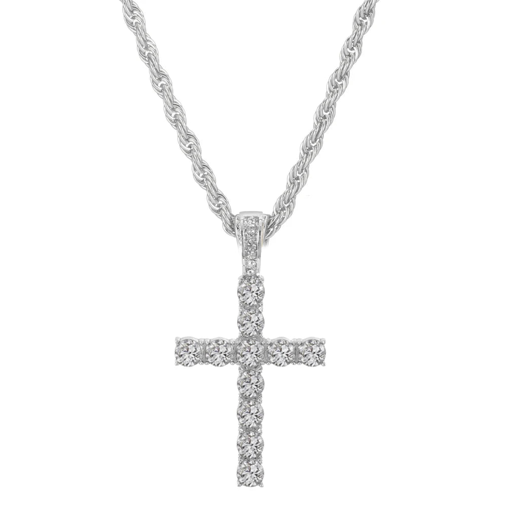 Radiant Faith Crystal Cross Necklace – Elegant Christian Pendant (Buy 2, Get FREE Rosary)