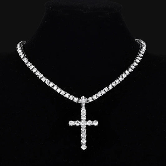 Radiant Faith Crystal Cross Necklace – Elegant Christian Pendant (Buy 2, Get FREE Rosary)