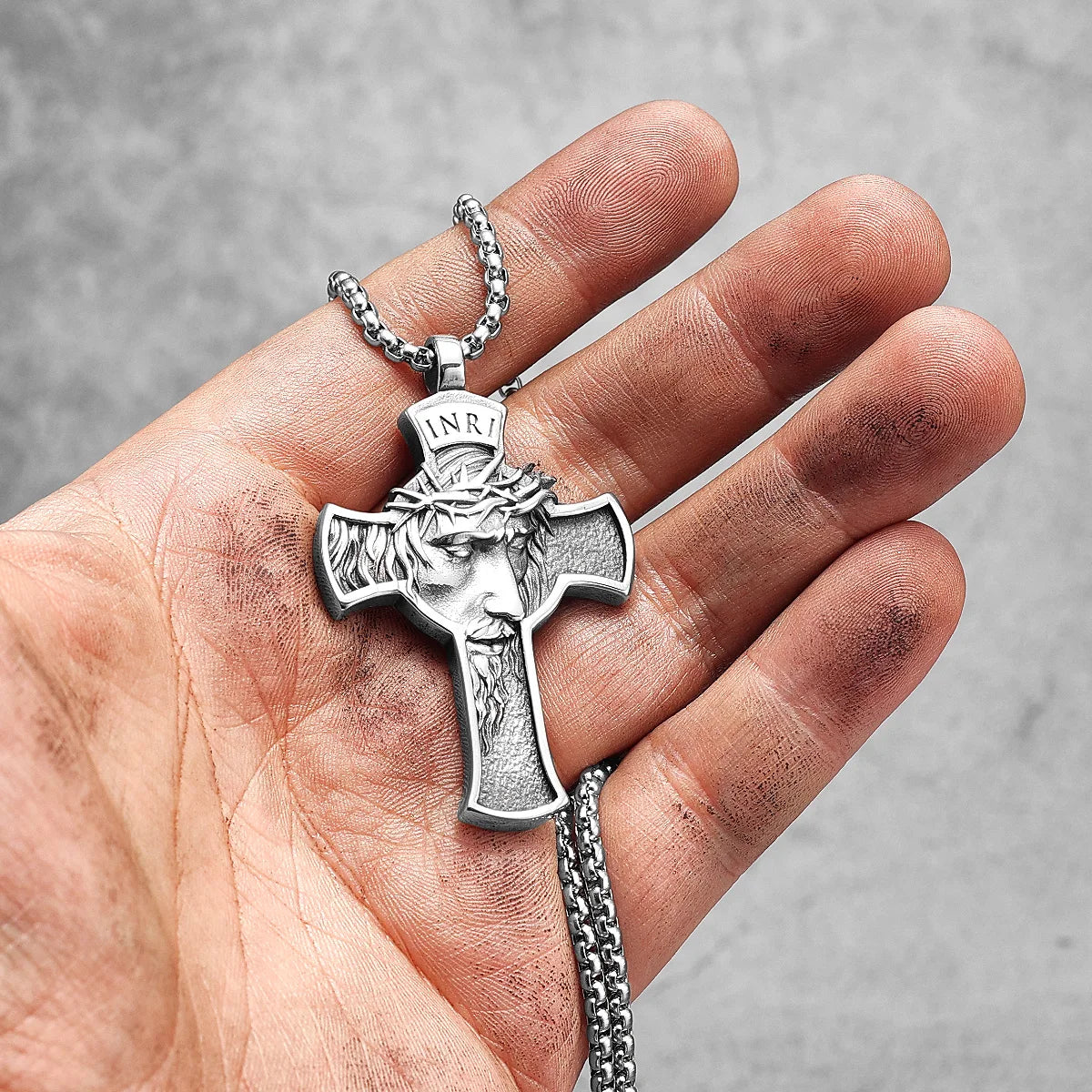 INRI Jesus Cross Necklaces - Trendy Catholic Gift for Men