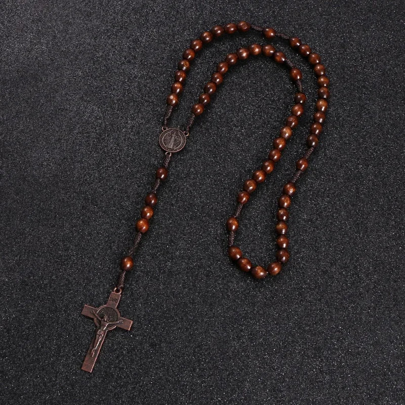 FREE St. Benedict Devotional Rosary – Sacred Medal & Wooden Prayer Beads