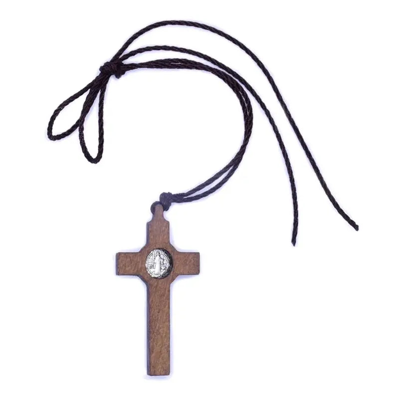 Wooden Jesus Crucifix Necklace - Catholic Gift for Men