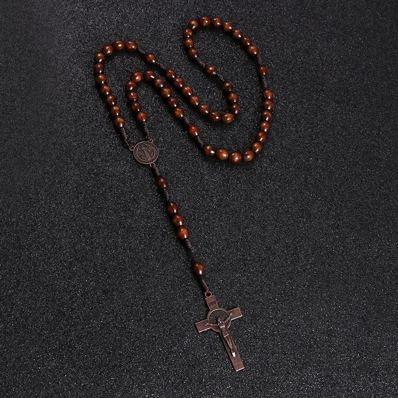 FREE St. Benedict Devotional Rosary – Sacred Medal & Wooden Prayer Beads