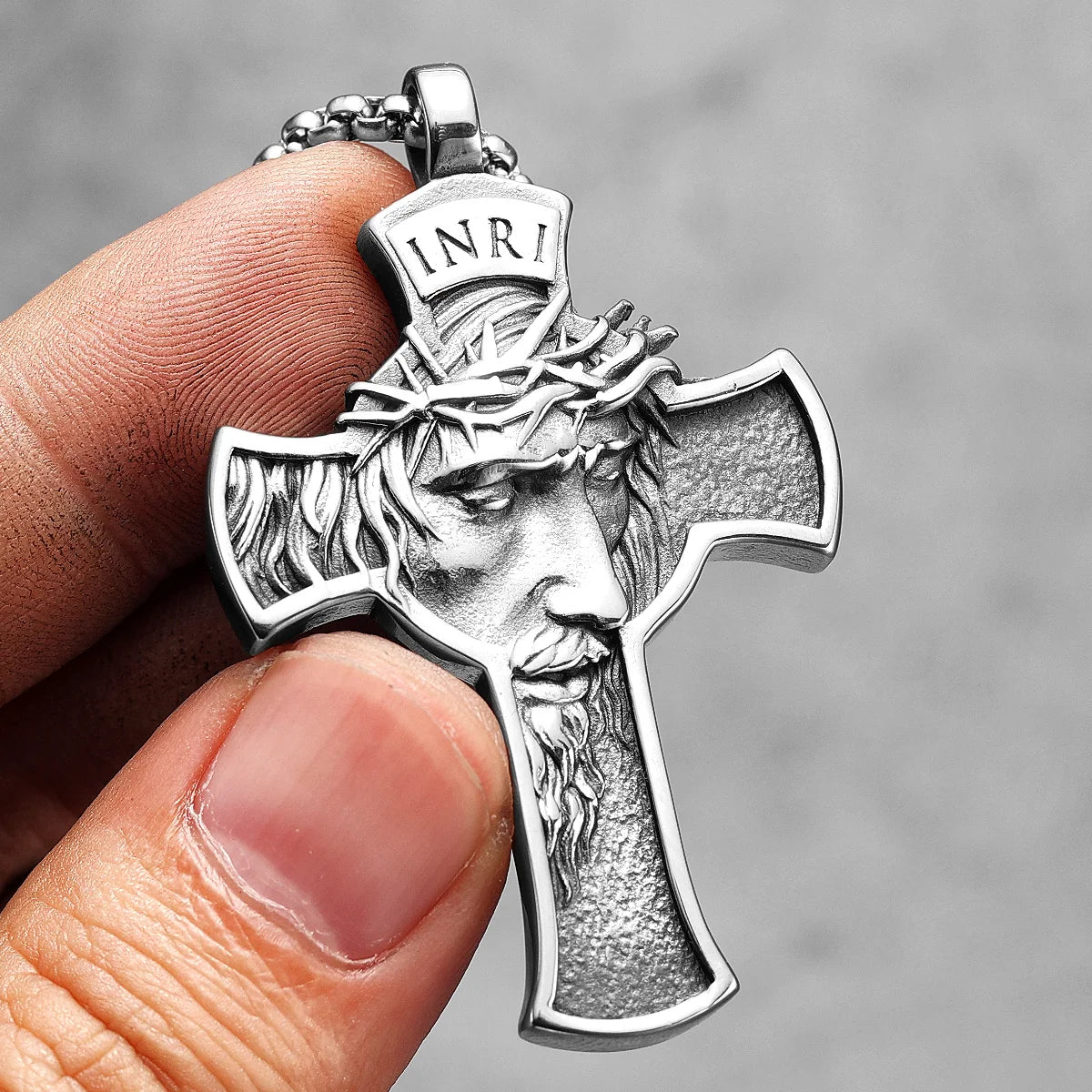 INRI Jesus Cross Necklaces - Trendy Catholic Gift for Men