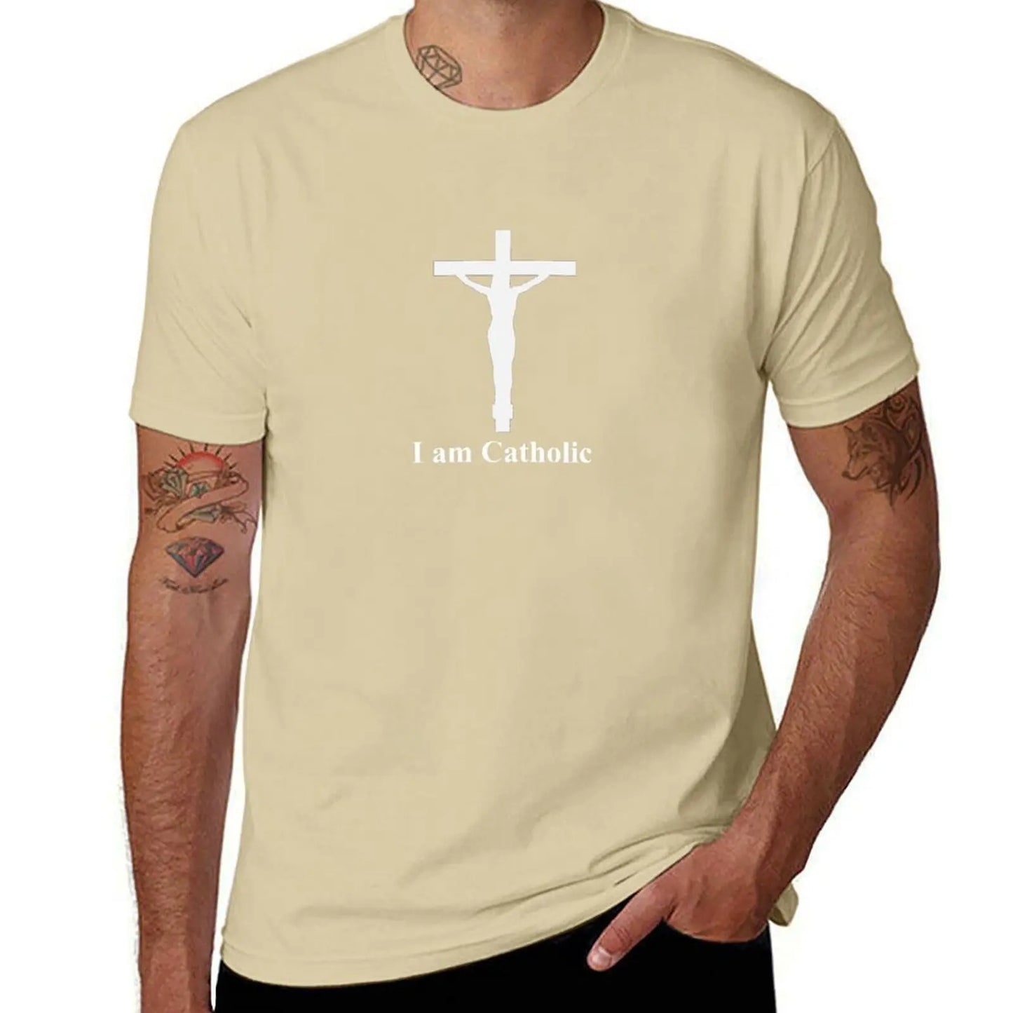 I Am Catholic Men's Quality Cotton T Shirts (plus sizes available)