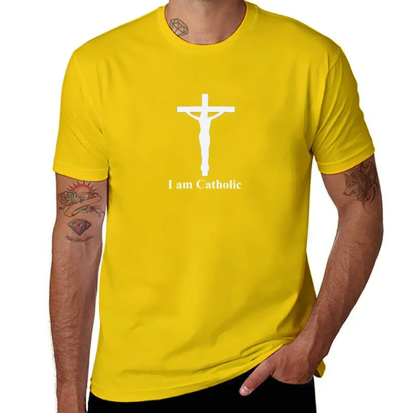 I Am Catholic Men's Quality Cotton T Shirts (plus sizes available)