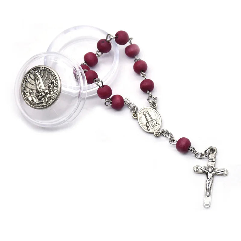 Red Wood Rosary Bracelets With Box