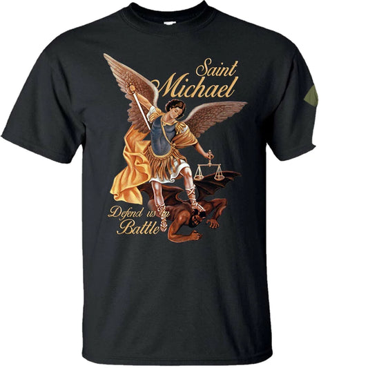 Saint Michael Archangel Men's Summer Cotton Short Sleeve T-Shirt