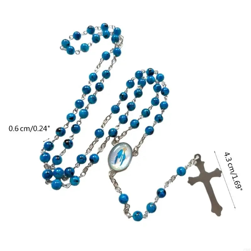 Our Lady of Grace Vintage Blue Glass Bead Rosary – Elegant Catholic Prayer Beads (Buy 2 Get 1 FREE)