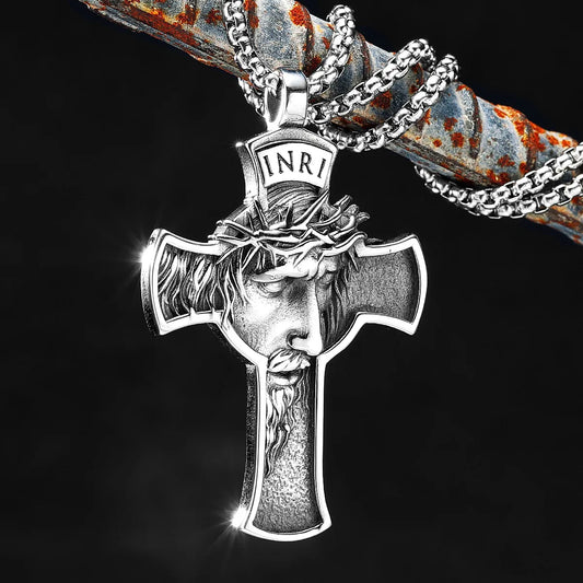 INRI Jesus Cross Necklaces - Trendy Catholic Gift for Men