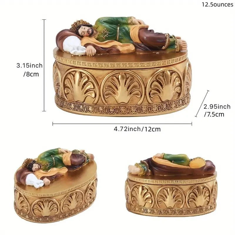 Sleeping Saint Joseph Figurine Resin Jewelry Box