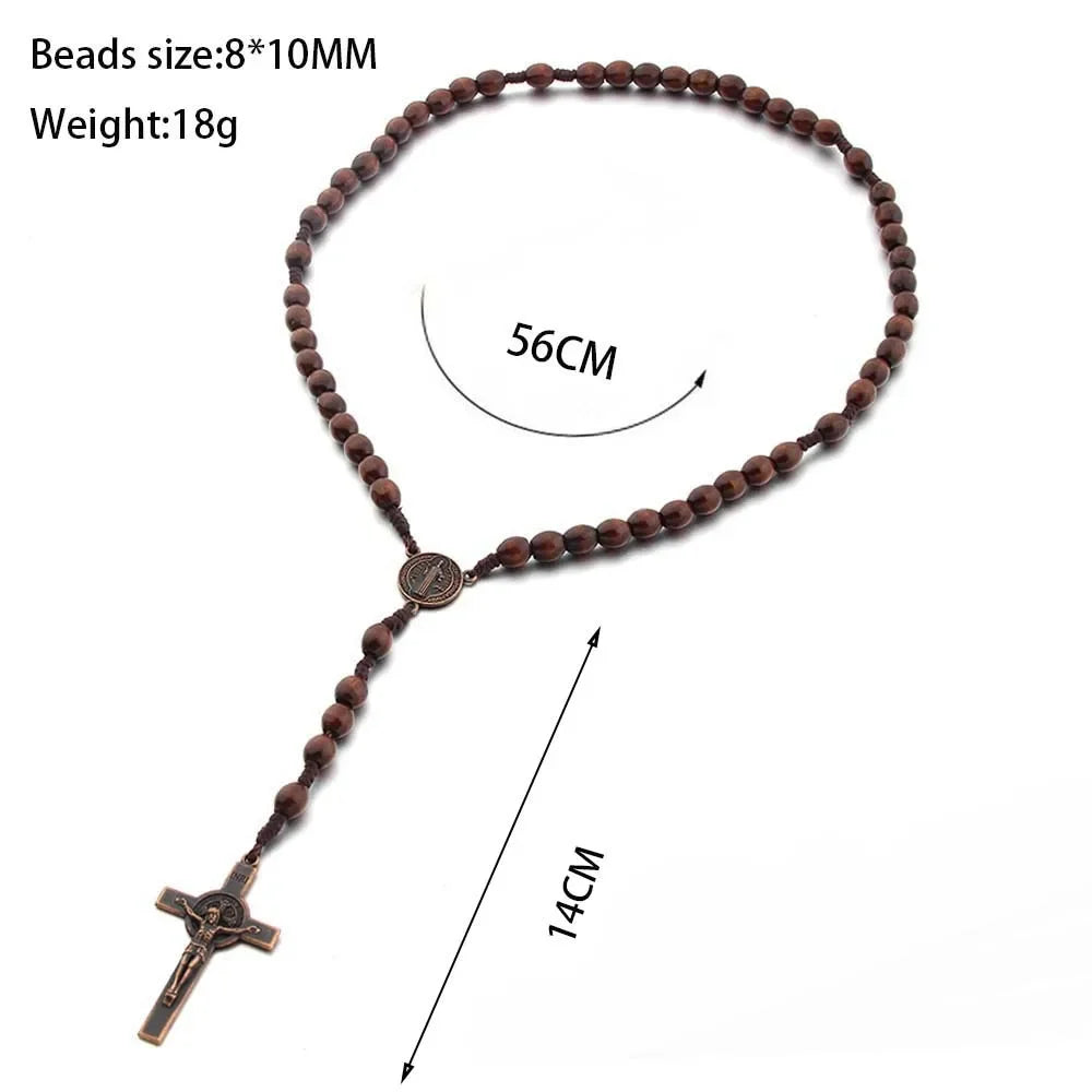 Handmade Wood Holy St. Benedict Rosary Bead