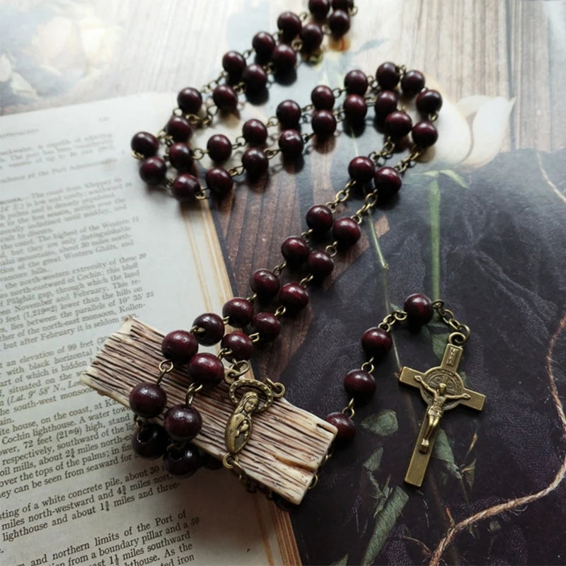 Unisex Wooden Long Rosary Bead